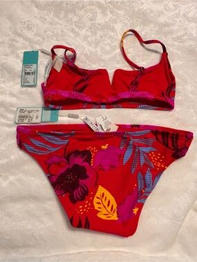 NWTSeafolly Red Floral Bikini Set XS